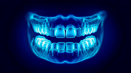 Transparent teeth and jaw showing braces and dental work