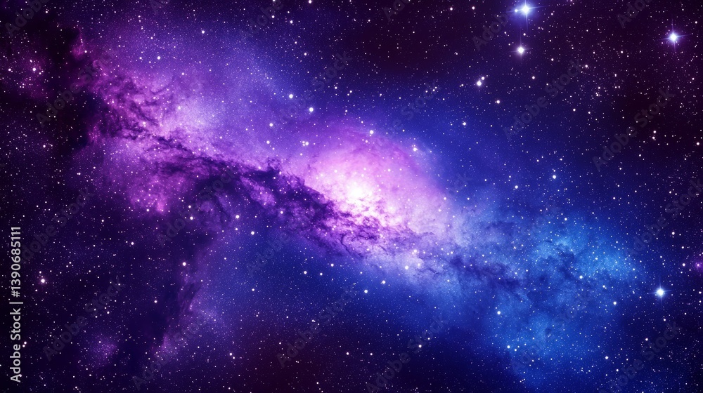 Wall mural stunning blue and purple galaxy background crafted with generative ai
