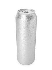 One wet tin can isolated on white