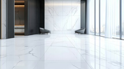 Pristine Ceramic Tiles Laid on an Elegant White Marble Floor