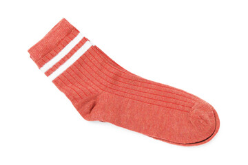 Pair of red socks isolated on white, top view