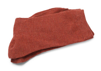 Pair of reddish brown socks isolated on white