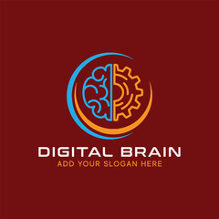 Obraz premium digital brain logo design vector format