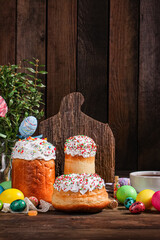 Easter cake sweet pastry traditional holiday christianity organic product fresh tasty gourmet food background on the table rustic food top view copy space