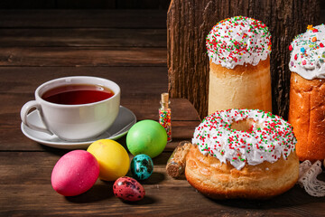 Easter cake sweet pastry traditional holiday christianity organic product fresh tasty gourmet food background on the table rustic food top view copy space