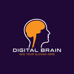 digital brain logo design vector format