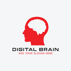 digital brain logo design vector format