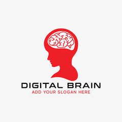 digital brain logo design vector format