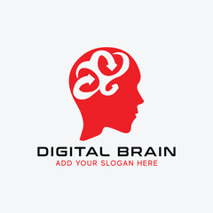 digital brain logo design vector format
