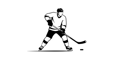 Fototapeta premium Hockey player shooting puck on ice rink 