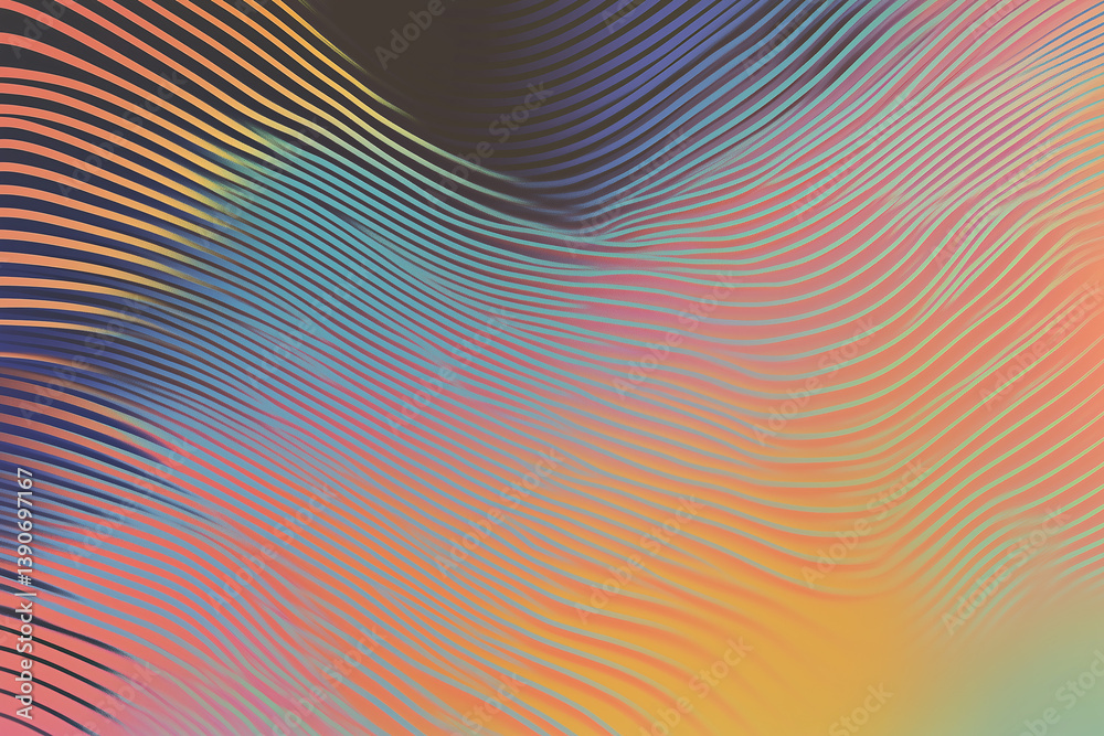 Poster abstract wavy pattern: a mesmerizing display of vibrant, undulating lines in a gradient color scheme