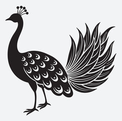 peacock silhouette vector art illustration, vector illustration of a peacock