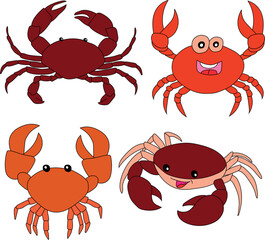 Crab Clipart Set: Hand-drawn Crab Illustrations: Doodle Cartoon Crabs for Crafters, Designers, and DIY Lovers.