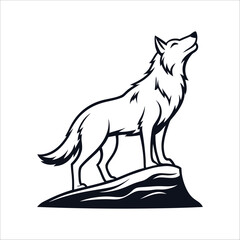 Wolf Howling on Mountain Peak