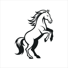 Majestic Horse Rearing: A powerful, stylized illustration of a horse rearing up on its hind legs, showcasing its strength and grace.