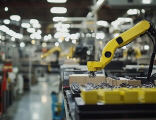 Fototapeta premium High-Tech Manufacturing Facility with Robotics in Action