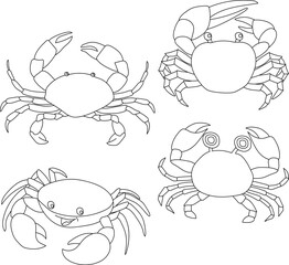 Crab Clipart Set: Hand-drawn Crab Illustrations: Doodle Cartoon Crabs for Crafters, Designers, and DIY Lovers.