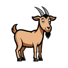 Playful Goat Illustration: A charming illustration of a cheerful goat with distinctive horns, a friendly smile, and a lively pose, embodying the spirit of a joyful and energetic farm animal.