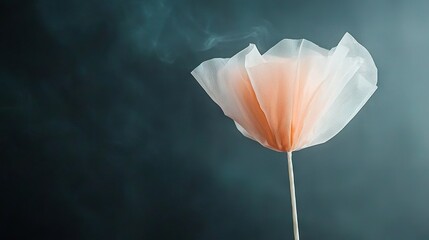 Fototapeta premium A close-up of a flower on a stick with smoke emerging from the stem's top and back