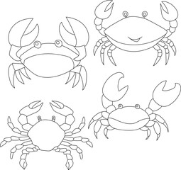 Crab Clipart Set: Hand-drawn Crab Illustrations: Doodle Cartoon Crabs for Crafters, Designers, and DIY Lovers.