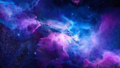 Fototapeta premium purple and blue nebula with space dust and stars with a dark background