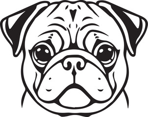 Pug dog. Hand drawn vector illustration