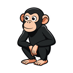 Cute Cartoon Chimpanzee Vector – Friendly Monkey Illustration