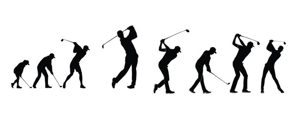 Golf Silhouettes Collection – Vector Illustrations of Swing Poses and Techniques in Minimalist Styles
