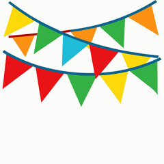 
You sent
Create a festive vector illustration of colorful triangular bunting flags hanging on strings. Use a mix of red, yellow, green, and blue colors to give a cheerful and celebratory feel. 