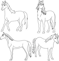 Horse Clipart Set: Hand-drawn Horse Illustrations: Doodle Cartoon Horses for Crafters, Designers, and DIY Lovers.