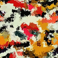 Abstract blotched random paint splatter seamless pattern. Dense grungy mottled effect fabric texture design with tileable all over print. For speckled impressionism style wallpaper backdrop.