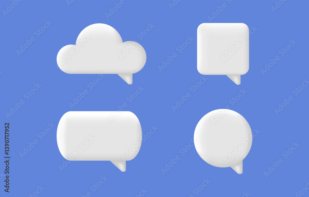 Fototapete speech bubble 3d set. chat message icon. white text box. social media banner. comment square balloon