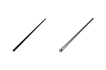 Billiards Cue Stick Vector Icons Illustration Minimalistic Design Concept Two Styles