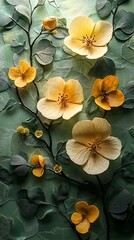 Flat lay floral embossing on paper high resolution photo