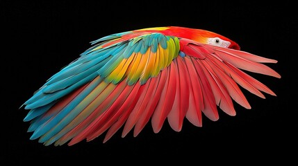 Fototapeta premium A colorful bird soaring through the sky, spreading its wings wide and gazing sideways