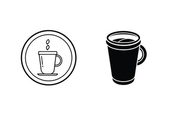 Coffee Cup Icon Vector Art Illustration Line Art Black Silhouette Hot Drink