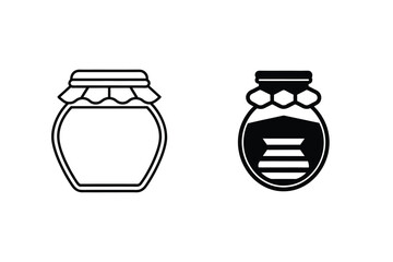 Honey Jar Icons Vector Line Art Illustration Of Food And Nature