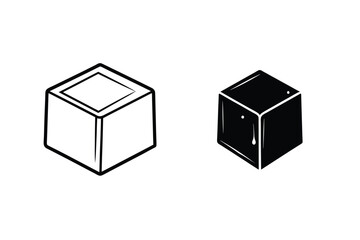 Two Isometric Cubes In Black And White Line Art Style