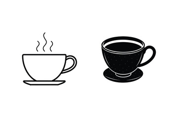 Vector Art Illustration Featuring Two Coffee Cups With Steam And Various Designs