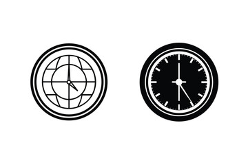Global Time Clock Vector Illustration With World Time Concept Minimalist Style