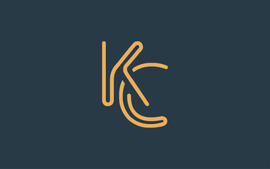 KC Minimalistic Line Art Logo Design with Abstract Lettering. Abstract minimalistic logo design featuring a sleek line art style.