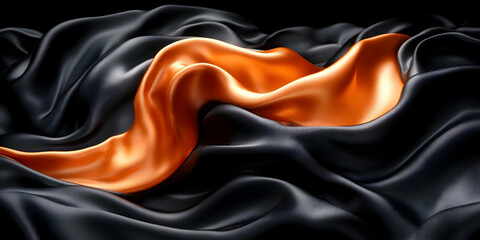 Abstract 3D Render: Black and Gold Drape