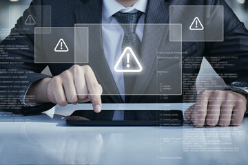 Digital threat warning in cyberspace.