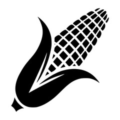 Black Corn Silhouette Vector Icon for Agricultural Logos, Farming Illustrations, Food Packaging Designs, Organic Market Branding, Harvest Festival Graphics
