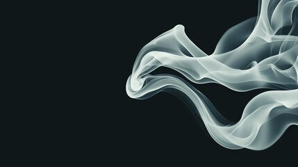 Fototapeta premium A close-up of white smoke on a black background, with a swirling white smoke pattern in the center of the image