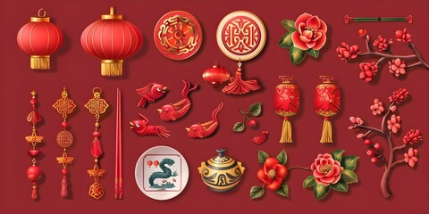 Asian Style Chinese Spring Festival Illustration
