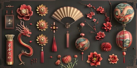 Asian Style Chinese Spring Festival Illustration

