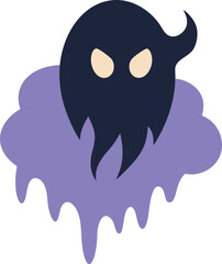 halloween eerie fog doodle on white background.