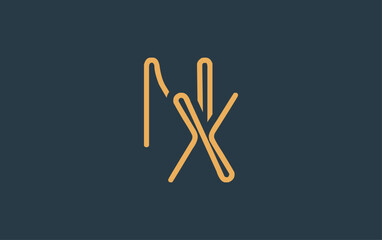 NX Minimalistic Line Art Logo Design with Abstract Lettering. Abstract minimalistic logo design featuring a sleek line art style.