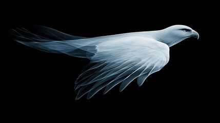 Fototapeta premium A white bird flying through the air with its wings spread and head turned